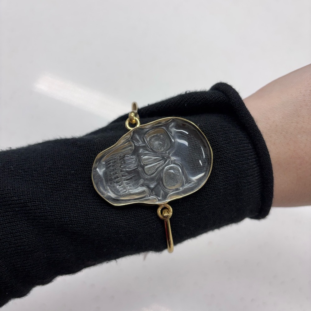 Charles Albert Clear Skull Goldtone Bracelet